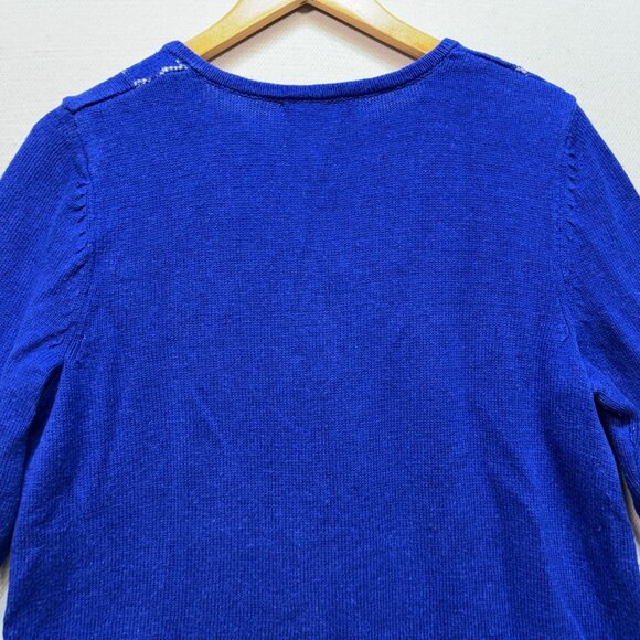 Christopher & Banks Women Cardigan Sweater Medium Blue Snowman Holiday Button Up - Picture 9 of 10